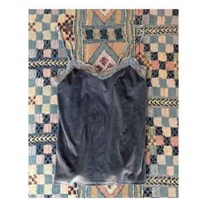 Smoky blue velvet lace-trim cami